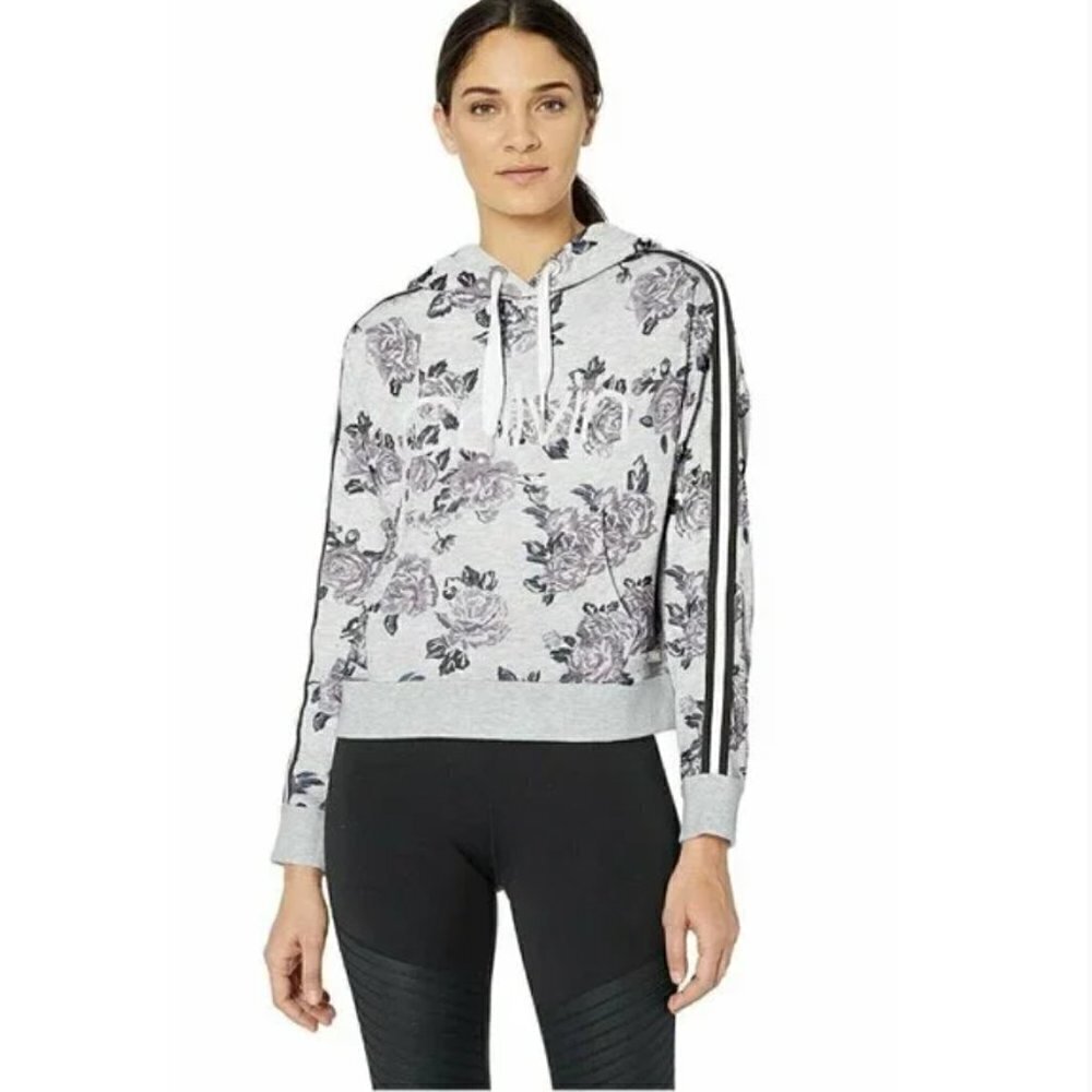 Calvin Klein Performance‎ Gray Floral Lightweight Hooded Sweatshirt XS